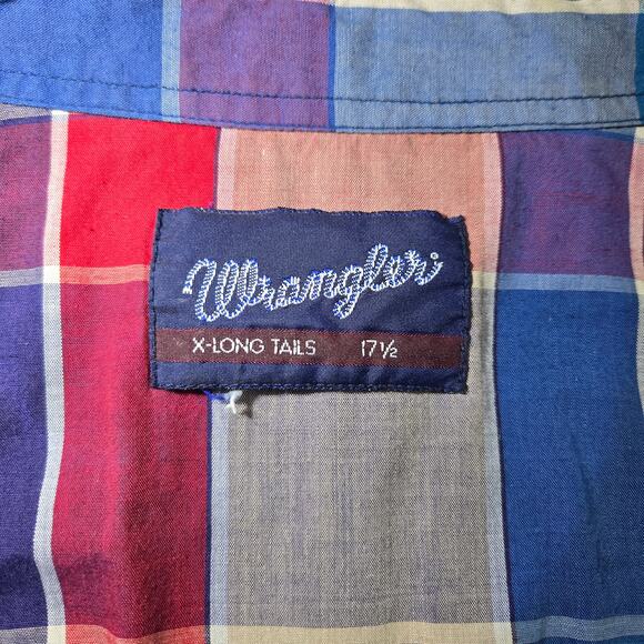 Vintage Wrangler Western Plaid Pearl Snap Short Shirt X-Long Tails Size 2XL - Picture 4 of 6